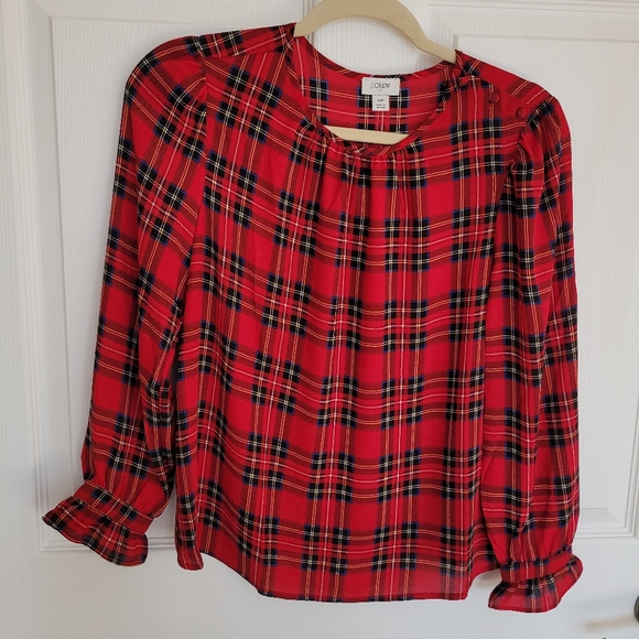 J Crew Tartan Blouse - Picture 1 of 4